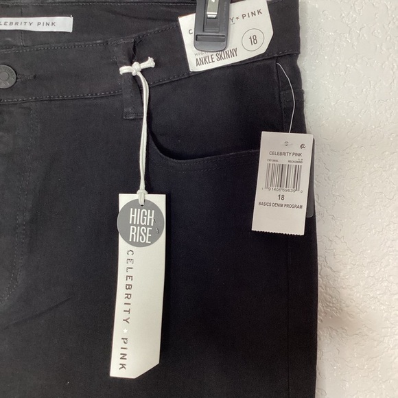 CELEBRITY PINK PLUS SIZE 18 BLACK JEANS SKINNY HIGH RISE PANTS DISTRESSED - Picture 6 of 9